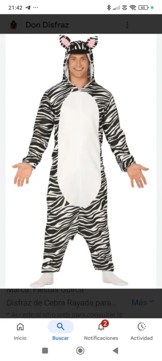 Disfraz Cebra Rayada Talla M