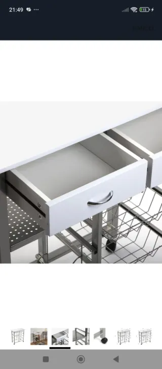 Carro Cocina Blanco y Metal VERSA