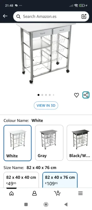 Carro Cocina Blanco y Metal VERSA