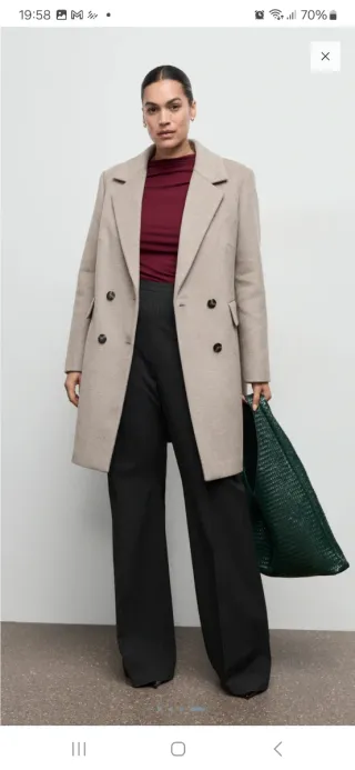 Abrigo Mango Lana Doble Botonadura S