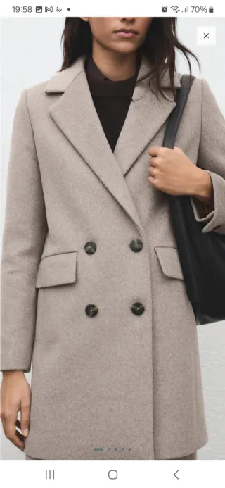 Abrigo Mango Lana Doble Botonadura S