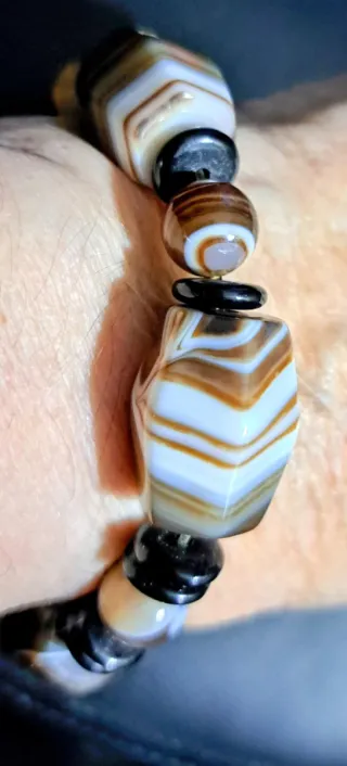 Bracciale Agata Botswana Marrone Bianco