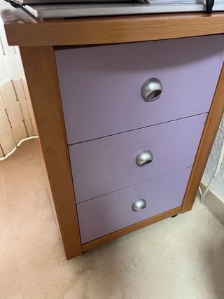 Dormitorio juvenil madera y morado