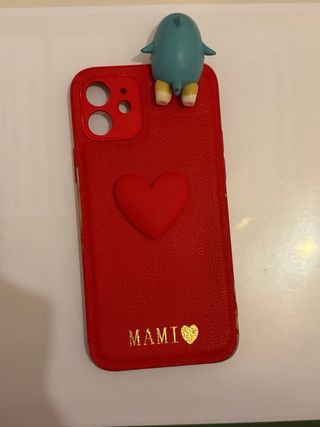 Funda iPhone Roja Corazón y figurita
