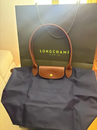 Bolso Longchamp Azul Marino y Marrón