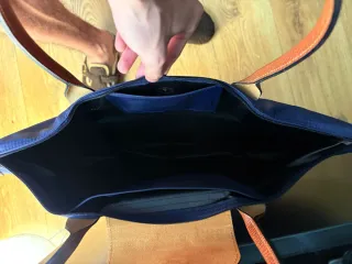 Bolso Longchamp Azul Marino y Marrón