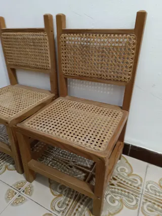 Juego de 2 Sillas Pequeñas Rattan y Madera