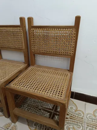 Juego de 2 Sillas Pequeñas Rattan y Madera