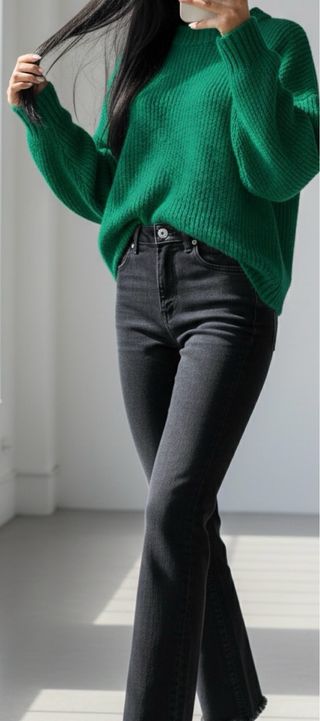 Pantalón vaquero negro flare