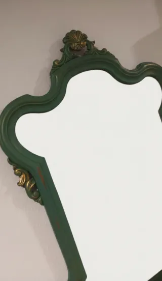 Espejo Vintage Grande Dorado y Verde