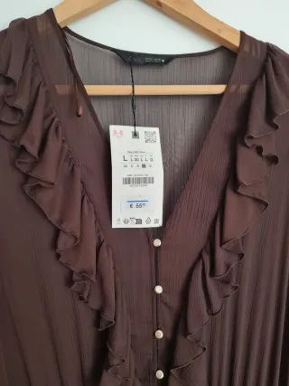 Vestito Zara marrone con volant