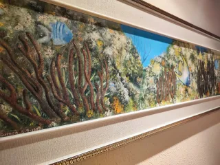 Cuadro fondo marino con peces y corales 57×186 cms