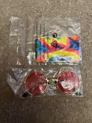 Lote Cinta Pelo y Gafas Disfraz Hippie