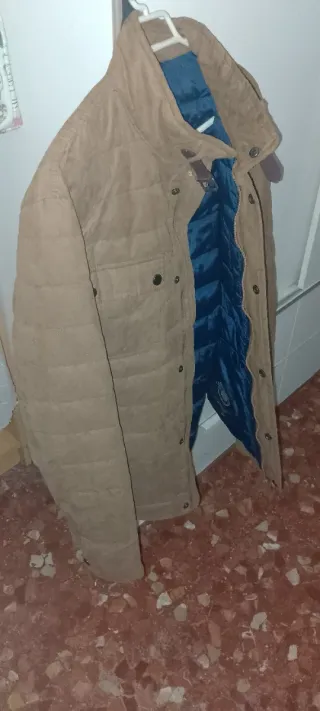 Cazadora Chaquetón Dos Cuartos Beige/Azul