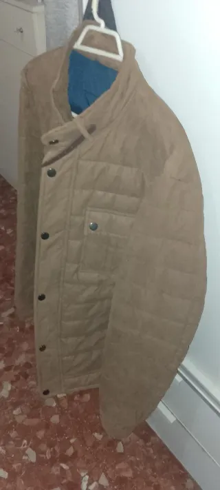 Cazadora Chaquetón Dos Cuartos Beige/Azul