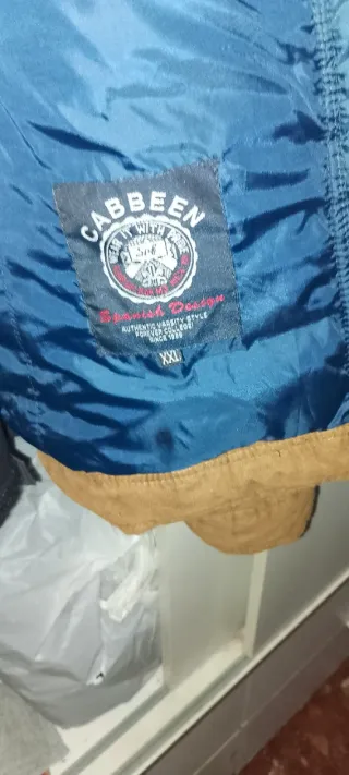 Cazadora Chaquetón Dos Cuartos Beige/Azul