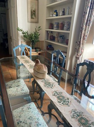 Mesa comedor forja y cristal 12 personas