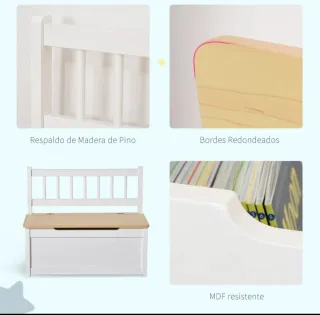 Baúl con respaldo madera blanco