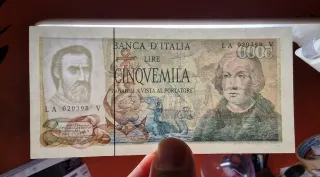 Banconota 5.000 Lire Colombo secondo tipo.