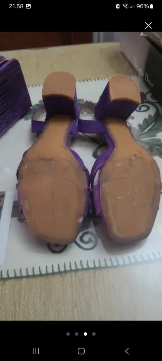 Sandalias moradas Marypaz T.38 y cartera