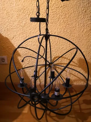 Lámpara Techo Araña Metal Negra