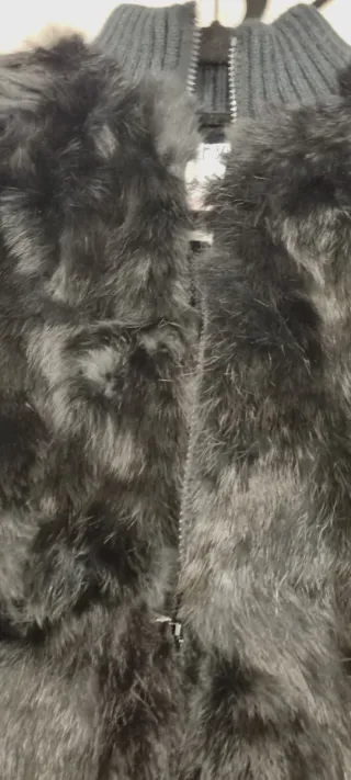 Chaqueta Blanco pelo y punto color negro Blanco.