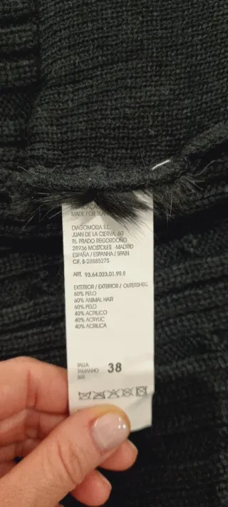 Chaqueta Blanco pelo y punto color negro Blanco.