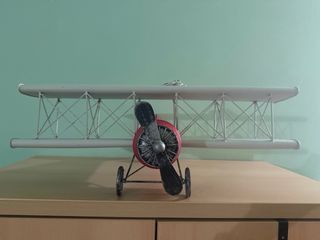 Aeroplano biplano rosso e bianco