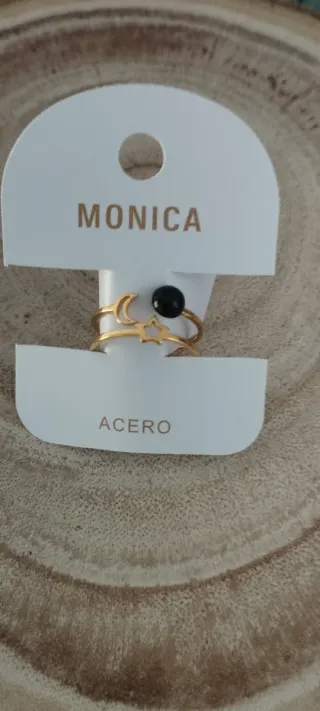 Anillo MONICA Luna y Estrella Negro Dorado