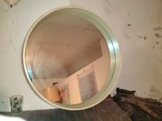 Espejo Redondo Madera y Cristal Años 50-70