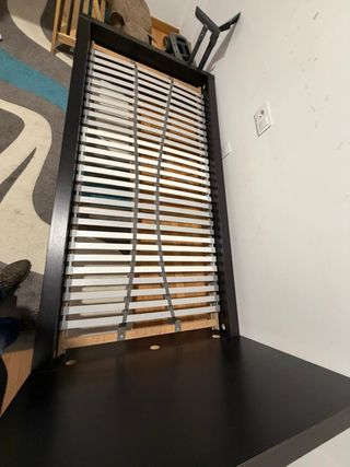 Cama 90 cm Madera y Metal Negra