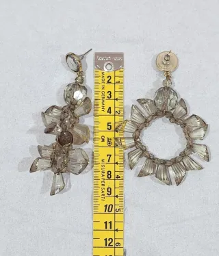 Pendientes Aro Cristal Gris Dorado