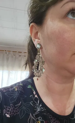 Pendientes Aro Cristal Gris Dorado