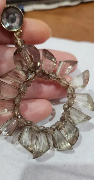 Pendientes Aro Cristal Gris Dorado