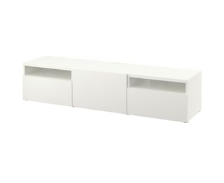 Mueble blanco TV con base de cristal