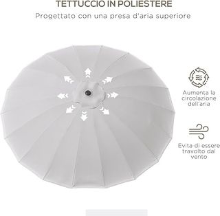 Outsunny Sombrilla De Jardín 2.5X2.5 M Inclinable Con Manivela, Sombrilla De Exterior Con 18 Varillas De Metal Y Poliéster 160G/㎡, para Patio, Terraza Y Balcón, UV30+