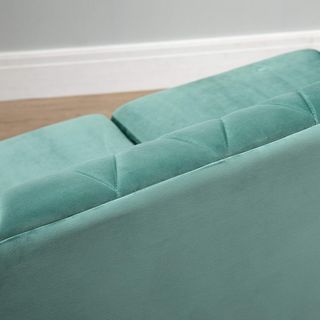 Sofá de 2 Plazas en Madera y Terciopelo Verde, Espesa Tapicería, Sofá para 2 Personas Diseño Vintage Rétro, 148 X 72 X 76Cm