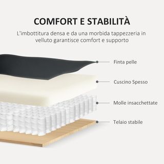 Sofá de 3 Plazas Estilo Chesterfield en Piel Sintética, Sofá de Salón Acolchado con Brazos y Acolchado Grueso, Sofá con Patas de Madera de Caucho para Salón y Oficina, Negro