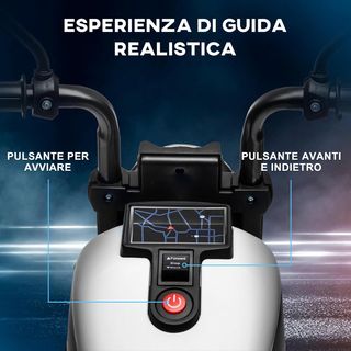 Moto Eléctrica Niños 18-36 Meses 6V Con Ruedas Suplementarias, 3Km/H Scooter Eléctrico para Niños, Motocicleta Niños Con Faro, Max. 25Kg, Blanco y Negro