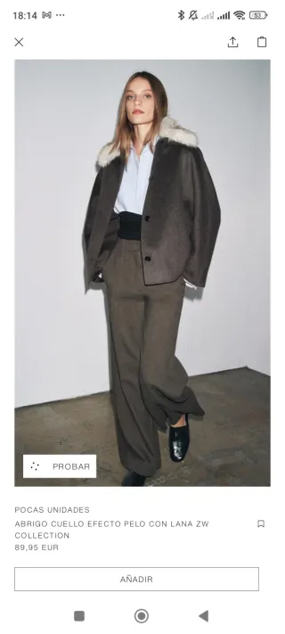 Chaqueta Zara paño cuello pelo