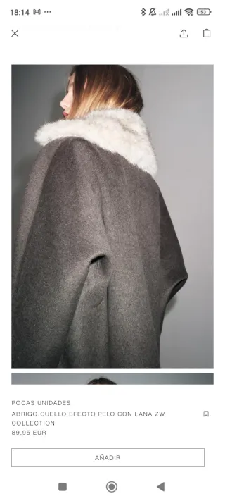 Chaqueta Zara paño cuello pelo