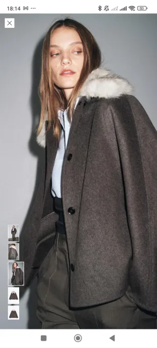 Chaqueta Zara paño cuello pelo