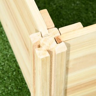 Cama para Huerto Elevado de Exterior en Madera de Abeto con 2 Fondos Abiertos y Espaldera, Jardín con Enrejado para Plantas Trepadoras, para Flores, Plantas, 230X60X110 Cm, Color Madera