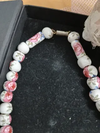 Collana vintage ceramica floreale