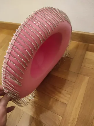 Gorro cowboy rosa con pedrería