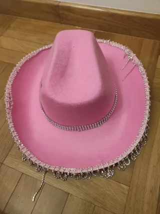 Gorro cowboy rosa con pedrería