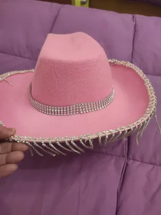 Gorro cowboy rosa con pedrería