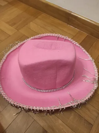 Gorro cowboy rosa con pedrería