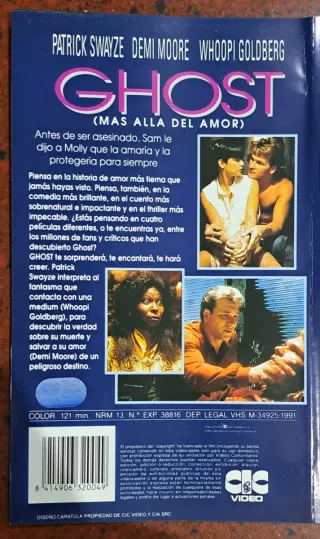 Película VHS Ghost (Más allá del amor)