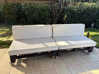 Sofá Palets Exterior Blanco y Negro